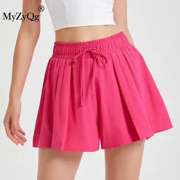 MyZyQg הקיץ חופשי קפלים ספורט נשים מכנסיים קצרים יבש מהירה ריצה כושר אנטי להחליק גבוהה המותניים הבטן התנצלות יוגה קצרים.