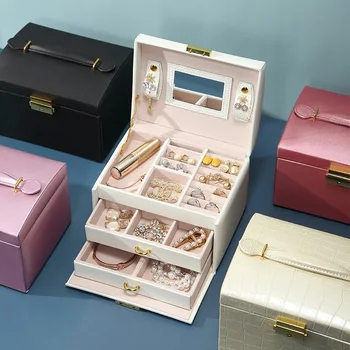 נייד תכשיטים קופסא לאחסון תכשיטים מארגן נסיעות תכשיטים תיבת אחסון קופסה של טבעת תכשיטים מקרה הביתה Appliance