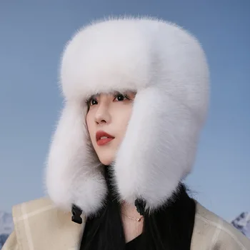 החורף המחבל כובע נשים הפרווה המזויפת רכיבה על אופניים סקי חם מחממי אוזניים Windproof Earflap כובע מעובה רוסית כובעי מגן אוזניים כובעים