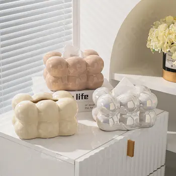 ענן לבן צורת רקמת תיבת חדר האוכל מחזיק מפיות הביתה חדרי מגורים יצירתיים צמר גפן מתוק רקמות Boxs קרמיקה רקמות תיבות