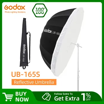 Godox UB-165S 65 אינץ ' 165cm פרבולי שחור רעיוני מטריה סטודיו אור מטריה עם שחור כסף מפזר כיסוי בד
