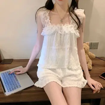 נשים פיג ' מה להגדיר אישה 2 חתיכות להחליק את השמלה הביתה ללבוש את הכותונת המפוארת קוריאנית ההתקנה חמוד בגדים לשינה סקסי Homewear