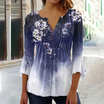אלגנטי לאישה החולצה מזדמן אופנה טמפרמנט החולצה מודפס חולצת אישה הרחוב העליון