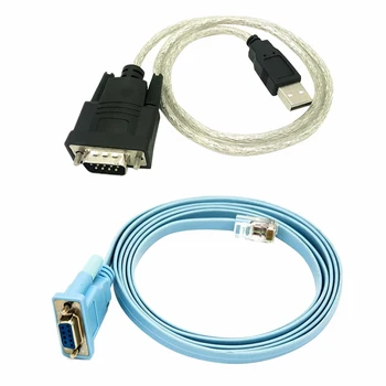 כבל רשת RJ45 סדרתי כבל Rj45 כדי DB9 ו-RS232 ל-USB (2 ב 1) CAT5 מתאם Ethernet LAN כבל קונסולה