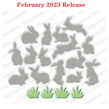 ארנב ודשא פברואר 2023 שחרור חיתוך מתכת מת קישוט רעיונות מלאכת Diy אלבום תבנית עיצוב מודל