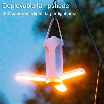 רב תכליתיים קמפינג מנורה אלחוטי 3 צבע אור Stepless עמעום אוהל אור קיבולת גדולה USB נטענת מנורת חירום