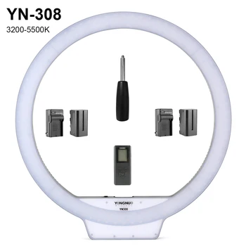 YONGNUO YN308 Selfie טבעת אור 3200~5500K דו-צבע בשידור חי אור LED וידאו אלחוטית מרחוק CRI95 w/ להתמודד עם w/ NP-F750 סוללה