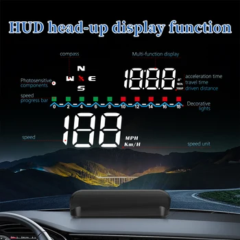 WYING M19 GPS HUD Speedmeter תצוגה עילית של מהירות שעון מעורר נהיגה Plug and Play ק 