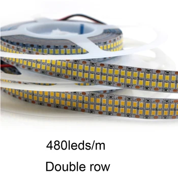 1/5M LED רצועת אור 2835 SMD 480LED/מ 12V 24V בהירות גבוהה גמיש שורה כפולה חמים אור לבן קישוט חדר השינה.