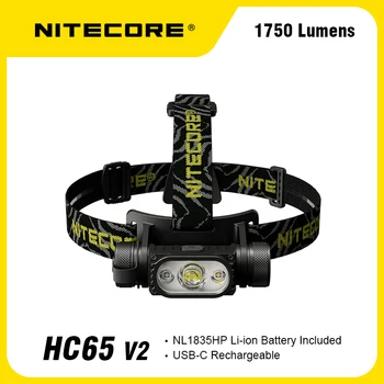 NITECORE HC65 V2 פנס 1750 lumens USB-C נטענת LED פנס שלוש-מקור אור לבן, אור אדום חיצוני קמפינג מנורה