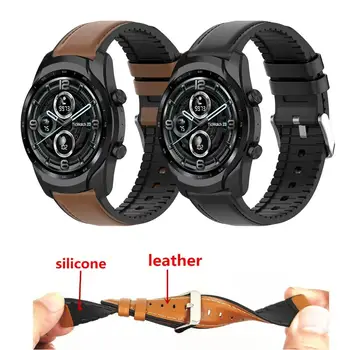 מקורי רצועת עור על Ticwatch Pro 3 GPS סיליקון הלהקה Ticwatch Pro X 4G/LTE 2020 GTX E2 S2 S Mens צמיד החלפה