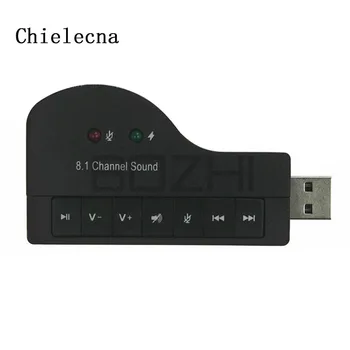Chielecnal חיצוני כרטיס קול USB מתאם 8.1 3D ערוץ אודיו אוזניות מיקרופון 3.5 מ 