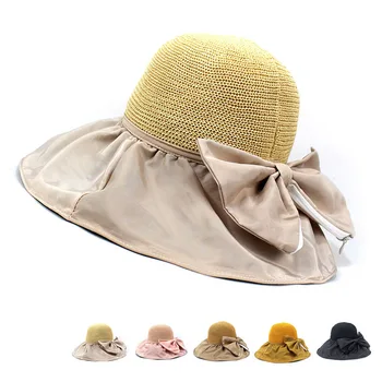 2023 מתקפל נשים שמש כובע קיץ רחב שוליים עמיד UV פנמה חוף כובע נשים בנות חיצונית קוריאנית הכובע