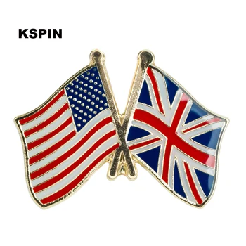 10pcs הרבה U. S. A & בריטניה החברות דגל תג מתכת הסיכה תגים, סיכות XY0291