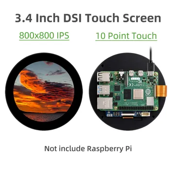 3.4 אינץ סיבוב תצוגת IPS DSI מסך מגע 800x800 10 נקודות לגעת שליטה לפקח על פאי פטל 4B 3B+ 3B CM4 בית חכם