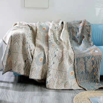 בוהמיה ההודי חץ כותנה ספה מגבת, שמיכה כיסוי מיטה כיסא כיסוי שטיח שטיח 4 שכבות של גזה כפולה הצדדים 150x200cm