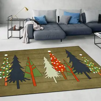 רטרו עץ חג המולד דפוס שטיח על הרצפה 3D מודפס גדול שטיח סלון רך ספוג האמבטיה שטיח לספוג נגד החלקה לשטיח.