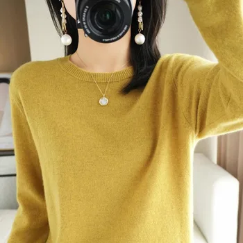 נשים סוודר O-צוואר סתיו חורף בסיסי סוודר חם מקרית מושך המגשרים קוריאני אופנה האביב סריגים קרקעיות החולצה 2023