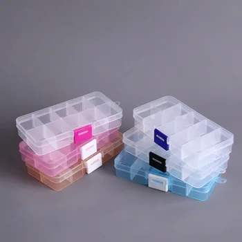 10 חריצים ( מתכוונן) פלסטיק תכשיטים קופסת אחסון מלאכה ארגונית תכשיטים חרוזים Diy התכשיטים Joyero Organizador