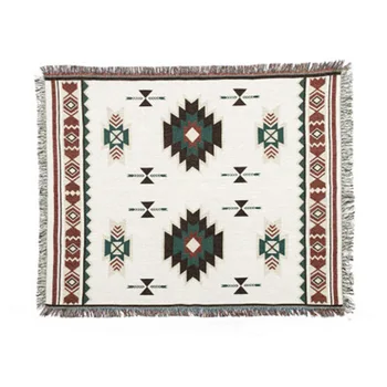 הודי סרוגים שמיכות כותנה אתנית גיאומטריות שמיכה ספה דקורטיביים זורק על הספה/מיטה עיצוב שטיח הקיר פיקניק בד