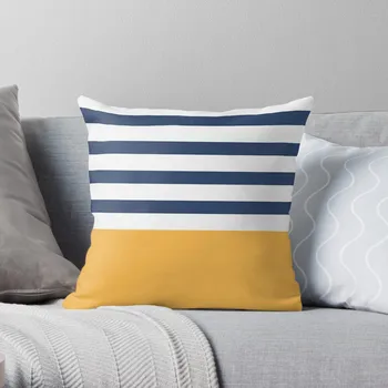 כחול ולבן עם פסים צהוב לזרוק כריות כריות דקורטיביים לכריות הספה לכסות להגדיר ציפיות על הכריות