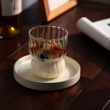 לכוס זכוכית יצירתי חמוד פסים שמן כוס גבוהה זכוכית בורוסיליקט מים כוס הביתה ארוחת בוקר כוס גלידה חלב כוסות מאג משקפיים