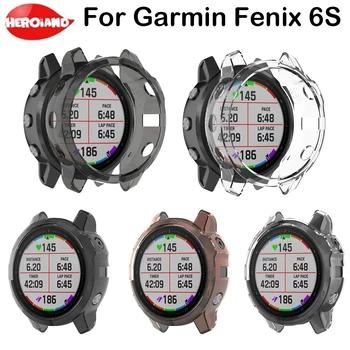 רך TPU מקרה סיליקון מגן מקרה ברור כיסוי מעטפת עבור Garmin Fenix 6S/6S Pro להקת שעון חכם מגן מסך המקרים.