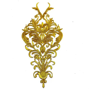 ברזל על אפליקציות עבור בגד פרח זהב רקומה טלאים 12cm*28cm