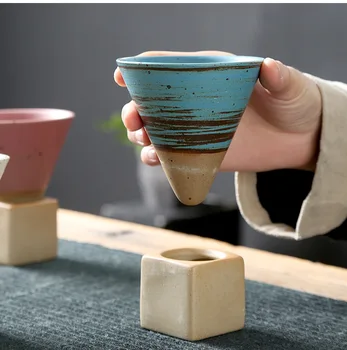 יפנית לאטה למשוך פרח פורצלן כוס משק בית חדש ספל חרס 1pcs יצירתי קרמיקה רטרו, כוס הקפה קשה כלי חרס כוס תה