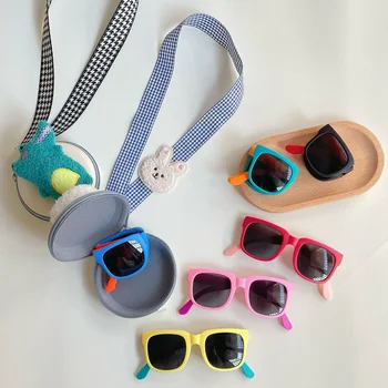 התינוק סיליקון משקפי שמש משקפיים תיבת בנים בנות חיצונית משקפי שמש משקפיים AC עדשה בטיחות משקפיים, תיקים מתנה לילדים