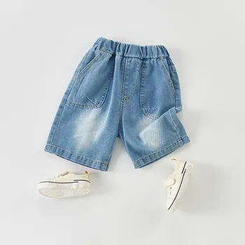 1-7 שנים ילדים מכנסי ג 'ינס קצרים בייבי בנים בנות קיץ בגדי אופנה הפעוט ג' ינס מקרית מכנסיים לילדים מכנסיים כחולים 2023 חדש