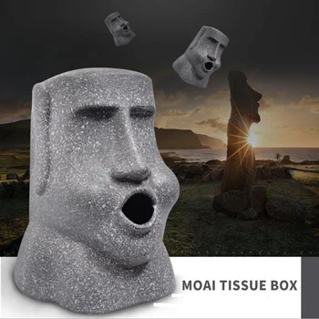 אי הפסחא רקמות Moai תיבת נייר 3D פסל אבן להבין את מחזיק נייר תיבת העיתון סניטריים בר האמבטיה במלון אחסון ארגונית