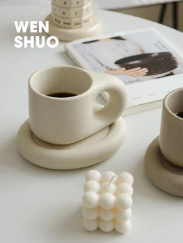 שמנמן חמוד ספל קפה，קרמיקה Cup & Saucer מגדיר עבור Office&הביתה,9 גר ' קפה כוס לאטה-תה חלב