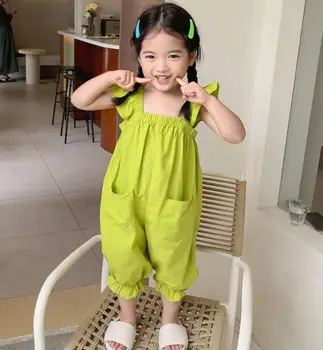 אופנה ילדים בנות נסיכה מתוקה שמלה ארוכה ירוקה מכנסי שרוול קצר של ילדים יפים שאיפה