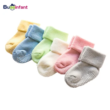 תינוק תינוק בחורף הרצפה גרב כותנה טרי חם גרביים נגד החלקה לעבות רך גרביים צבע ממתקים עבור תינוקות תינוק תינוקות גרב
