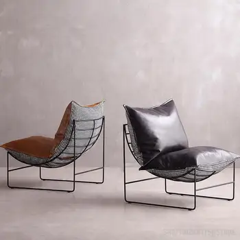 אור יוקרה יחיד ספה כסא מודרני פשוטה סלון מרפסת עצלן פנאי הכיסא השינה רטרו סגנון תעשייתי הספה