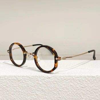 בסגנון יפני באיכות גבוהה טיטניום אצטט סיבוב מסגרות משקפיים גברים מעצב מותג בעבודת יד מרשם משקפיים עם התיק.