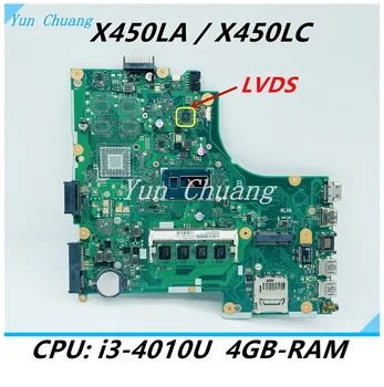 X450LA X450LC לוח אם ASUS X450LA X450LC A450L X450L X450LD מחשב נייד לוח אם LDVS עם I3-4010U CPU 4GB-RAM מבחן 100%