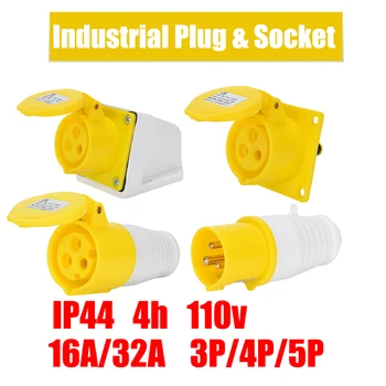 IP44 4H 110V האיחוד האירופי צהוב תעשייתי Plug 3P 16A שקע תקע מחבר זכר ונקבה עגינה האירופי תעופה plug מצמד