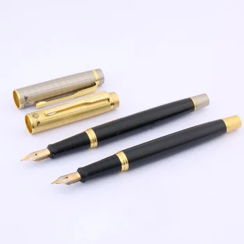 1Pc המשרד החדש מתכת שחור עט הזהב לקצץ בינוני החוד כותב בעט נובע