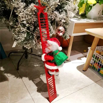 סנטה קלאוס טיפוס סולם חשמלי סנטה קלאוס בובת עץ חג המולד תלוי קישוט קישוט חג המולד שנה החדשה אספקה