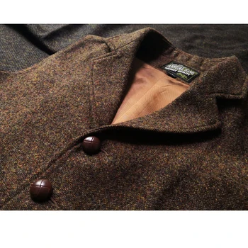 הז ' קט של גברים האפוד Steampunk בראון רק גופיות לגברים רשמית טוויד חליפה גברית Clothings פאנק קיטור צמר
