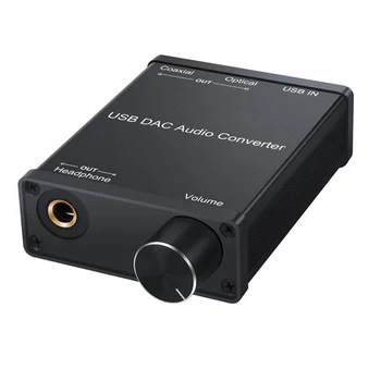 USB DAC ממיר אודיו מתאם עם אוזניות מגבר USB קואקסיאלי S/PDIF דיגיטלי אנלוגי 6.35 מ 