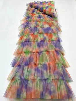 חדש צבעוני אפריקה תחרה בד באיכות גבוהה רקמה טול תחרה 3D צרפתי רשת תחרה בד שמלת החתונה 5yards השמלה YYZ89