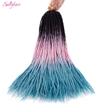 Sallyhair 24inch 20 רצועות Ombre צבע סנגל טוויסט ראסטות תוספות שיער טמפרטורה גבוהה סינטטי סרוגה קולעת שיער