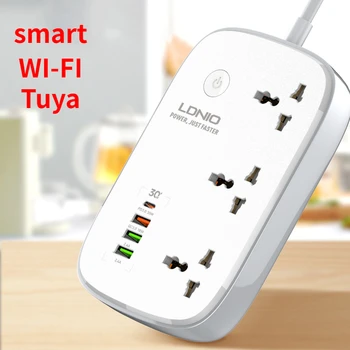 LDNIO חכם רצועת כוח Tuya WIFI השקע המקורי האיחוד האירופי אותנו בריטניה מתאם תקע עם 3 פלאג 3 USB Type-C יציאת Bluetooth Smart החיים בבית