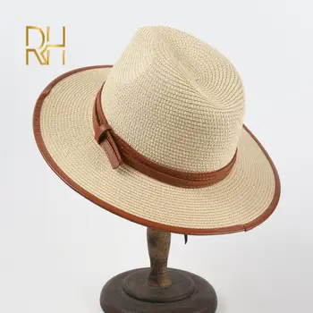 חדש טבעי פנמה רך בצורת כובע קש קיץ נשים/גברים שוליים רחבים, חוף השמש, כובע הגנת UV פדורה Hat